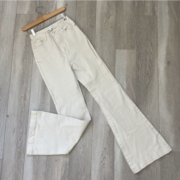 Meshki Flared Ivory High Waisted Jeans - Picture 1 of 7